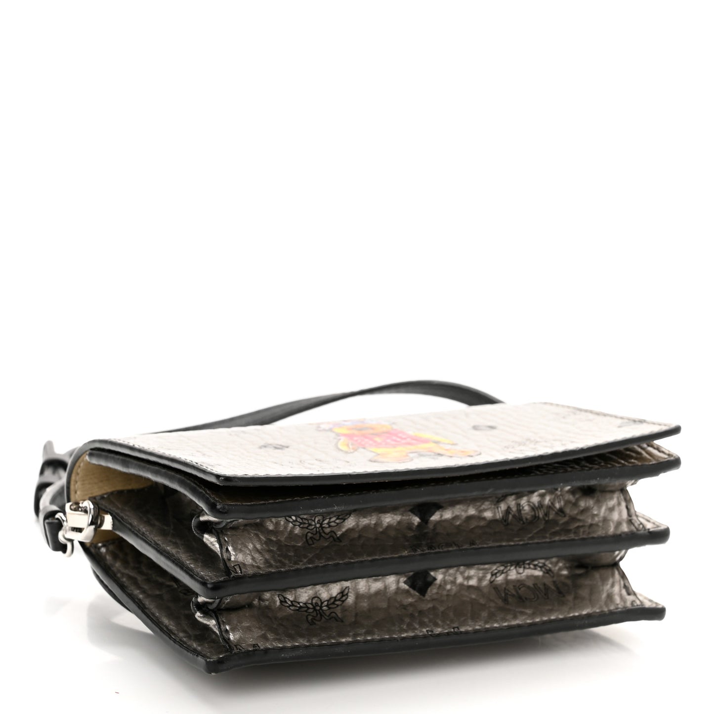 Metallic Visetos Mini Rabbit Crossbody Bag Silver