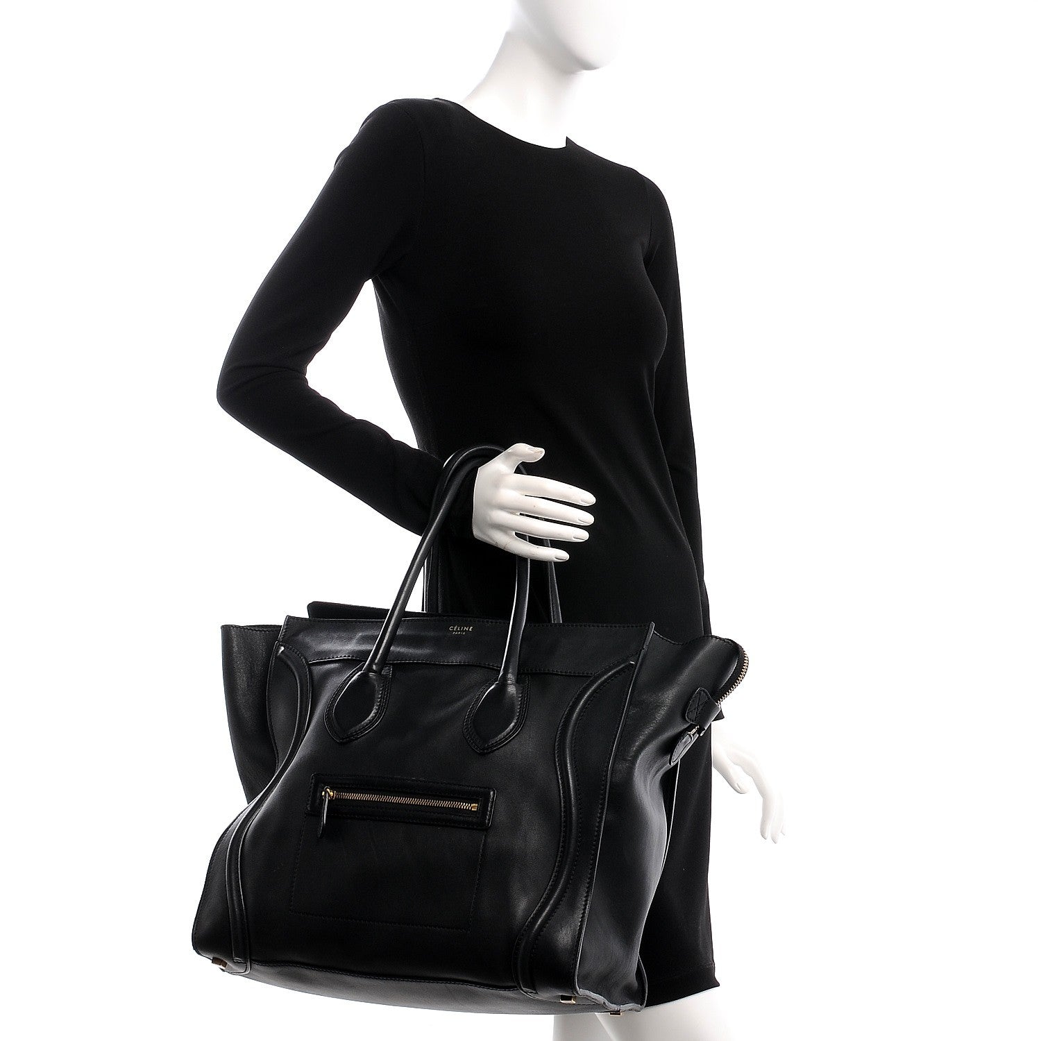 Celine Smooth Calfskin Medium Luggage Black 2 of 8