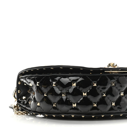 Valentino Garavani Patent Medium Rockstud Spike Halfmoon Saddle Bag Black 8 of 10