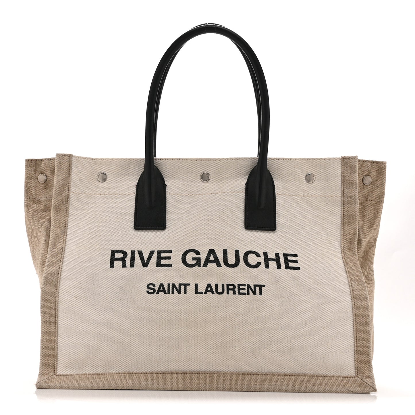 Linen Calfskin Small Rive Gauche Tote Greggio Natural