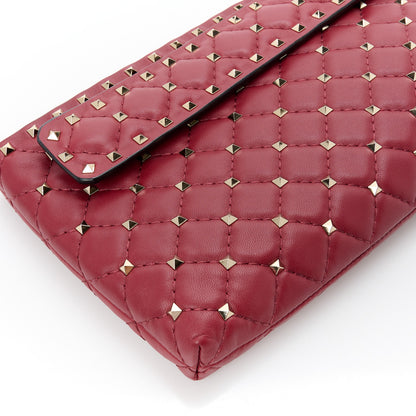 Valentino Garavani Nappa Rockstud Spike Side Slip Zip Clutch Rubino 10 of 11