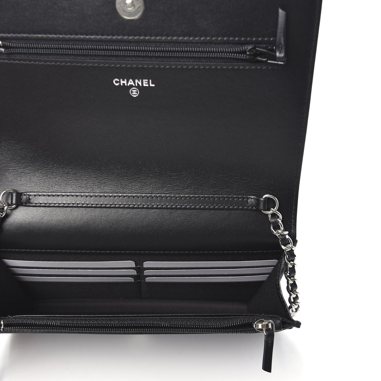 Caviar Camellia Embossed Wallet On Chain WOC Black