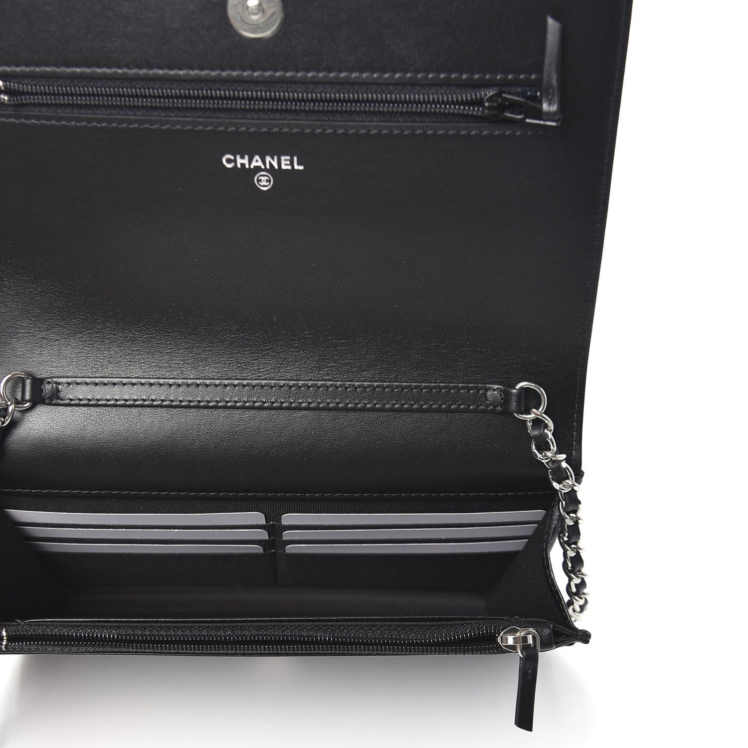 Chanel Caviar Camellia Embossed Wallet On Chain WOC Black 5 of 10