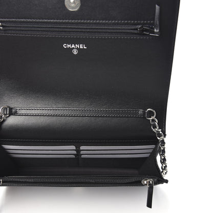Chanel Caviar Camellia Embossed Wallet On Chain WOC Black 5 of 10