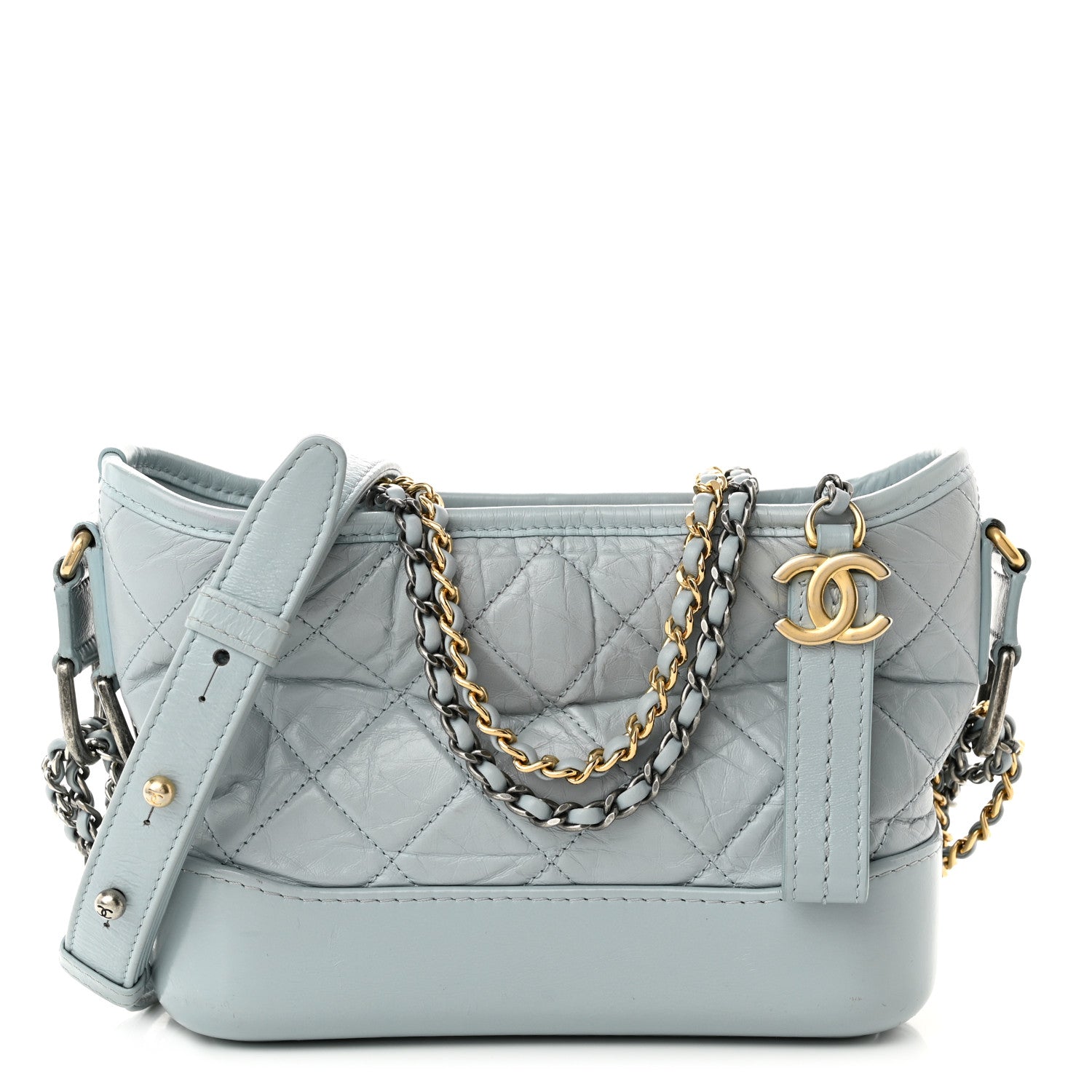 Chanel Aged Calfskin Quilted Small Gabrielle Hobo Light Blue 1 of 11