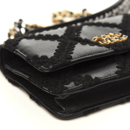 Chanel Calfskin Crochet 19 Wallet On Chain WOC Black 9 of 13