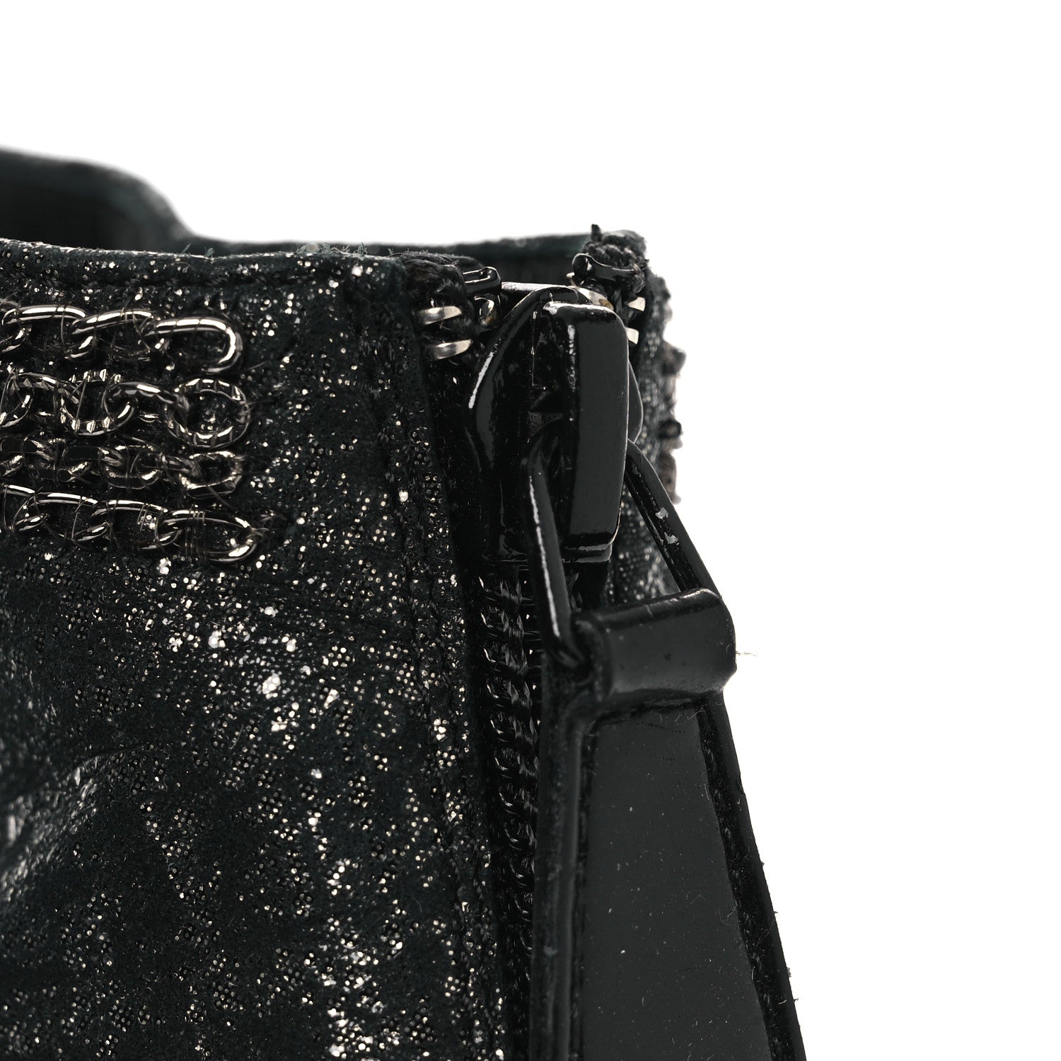 Chanel Metallic Tweed Patent Cap Toe CC Chain Ankle Booties 40 Black 11 of 12