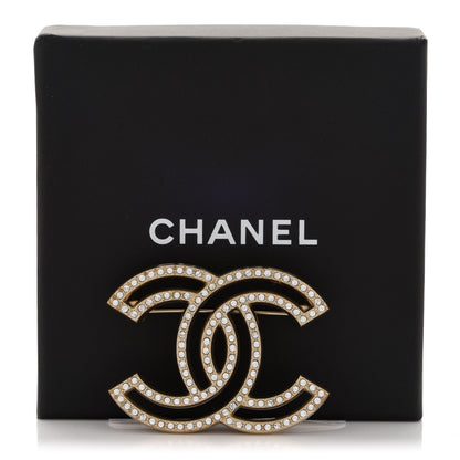 Chanel Crystal CC Brooch Light Gold 5 of 5