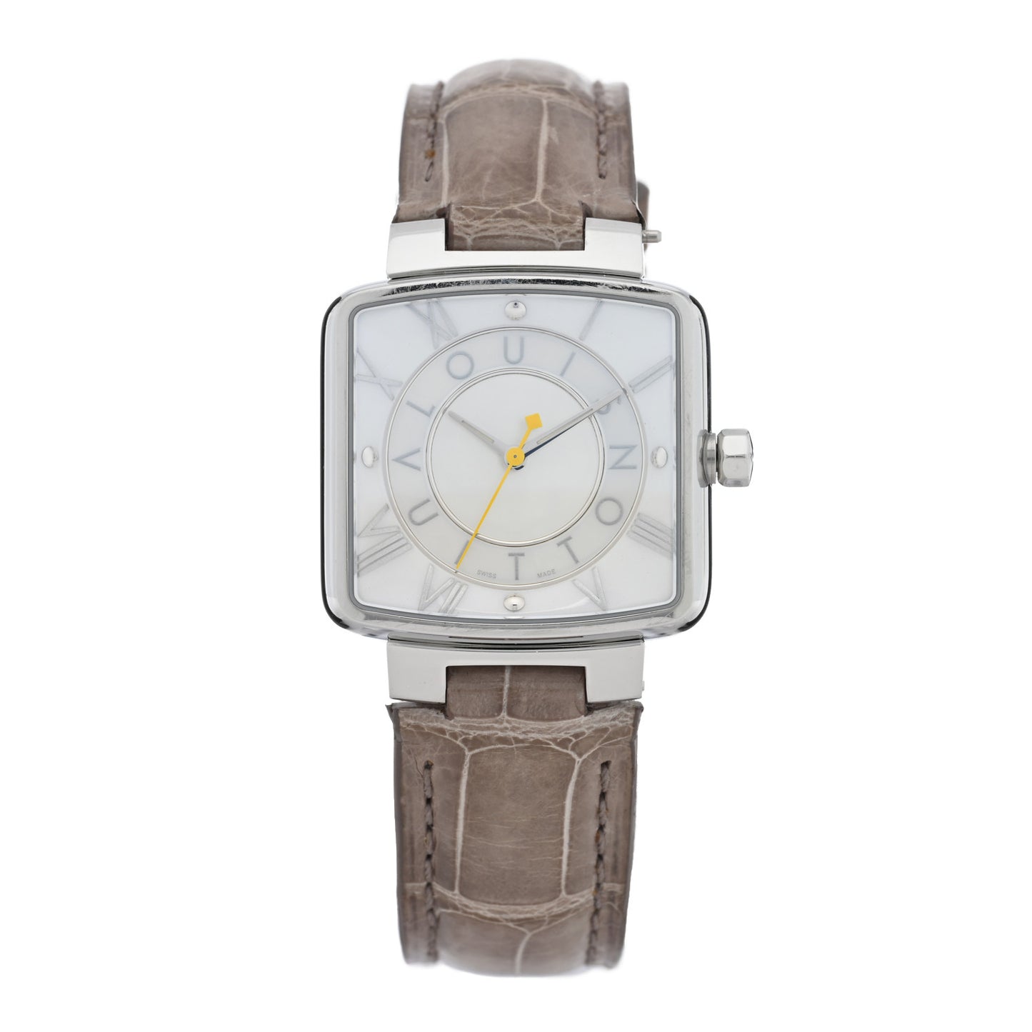 Stainless Steel Alligator Mother of Pearl 28mm Speedy Magic Quartz Watch