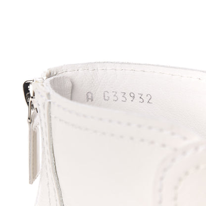 Chanel Crackled Calfskin Pearl Chain CC Short Boots 38.5 White 8 of 10