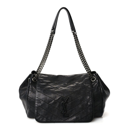 Saint Laurent Vintage Lambskin Chevron Monogram Medium Nolita Black 1 of 13
