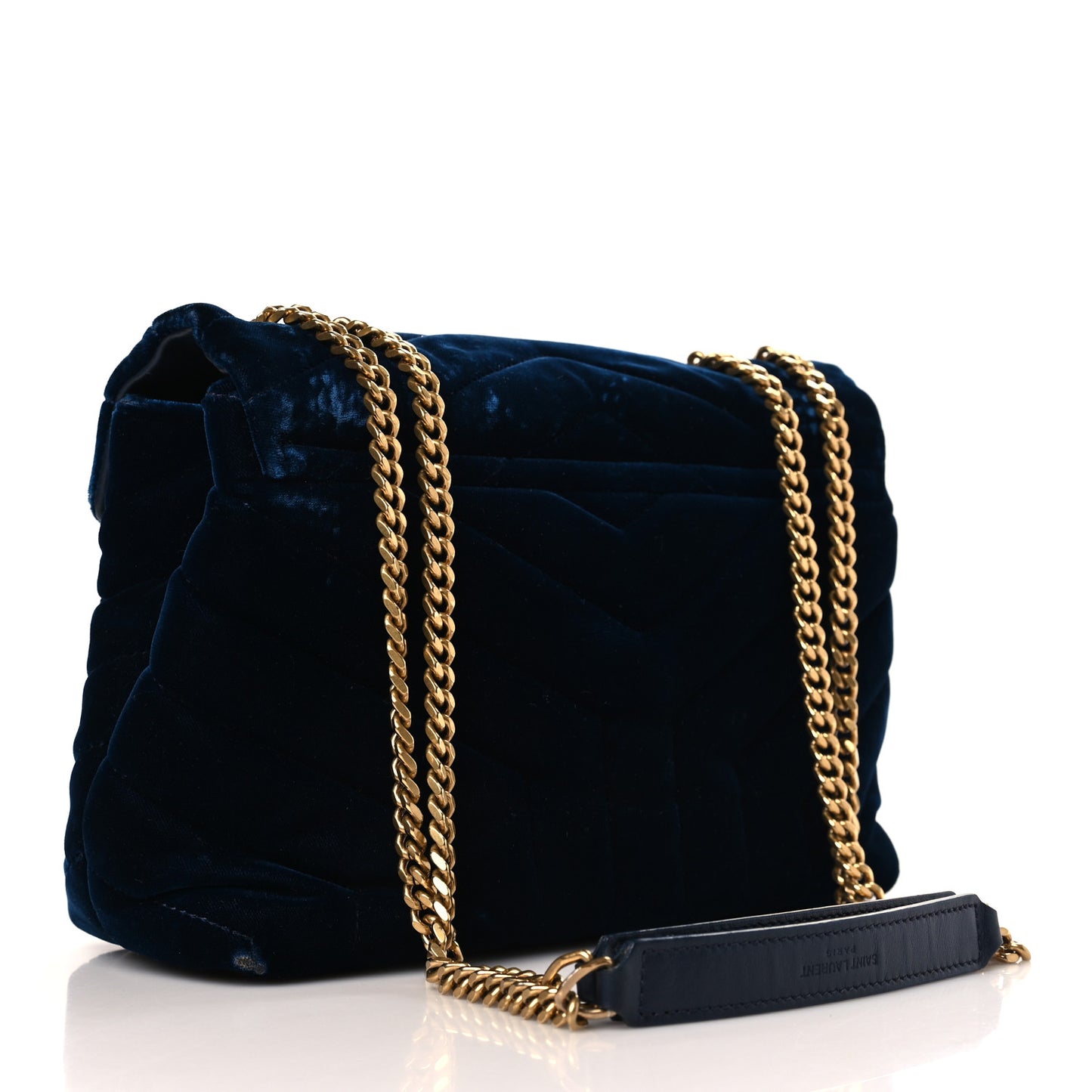 Velvet Y Quilted Monogram Small Loulou Chain Satchel Dark Ottanio