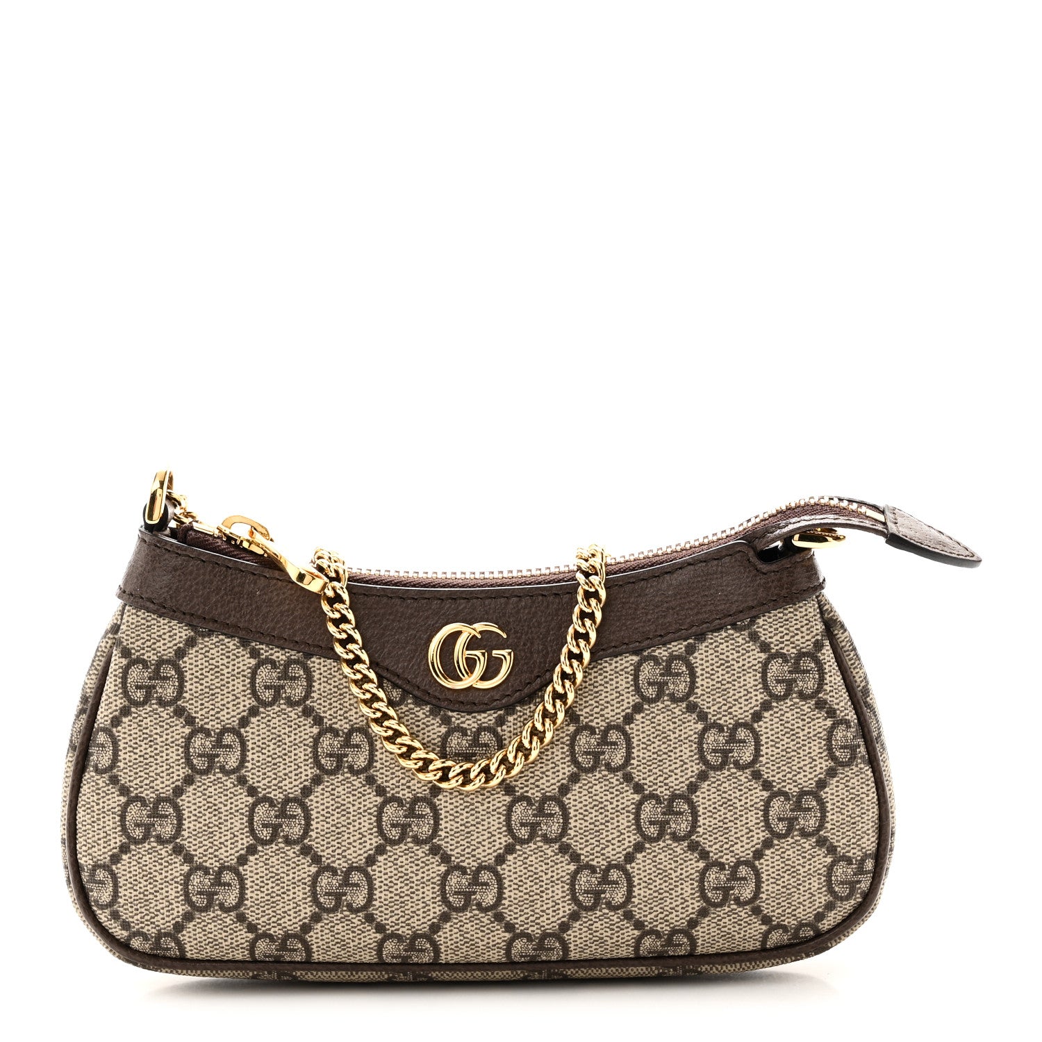Gucci GG Supreme Monogram Textured Dollar Calfskin Mini Ophidia Chain Bag Beige Ebony 1 of 10