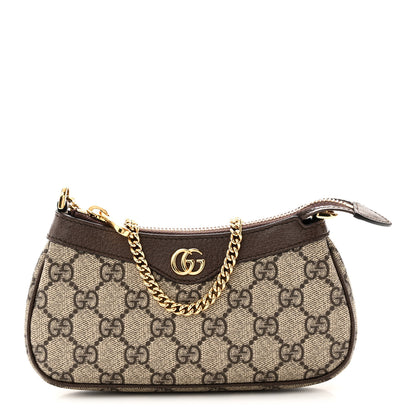 Gucci GG Supreme Monogram Textured Dollar Calfskin Mini Ophidia Chain Bag Beige Ebony 1 of 10