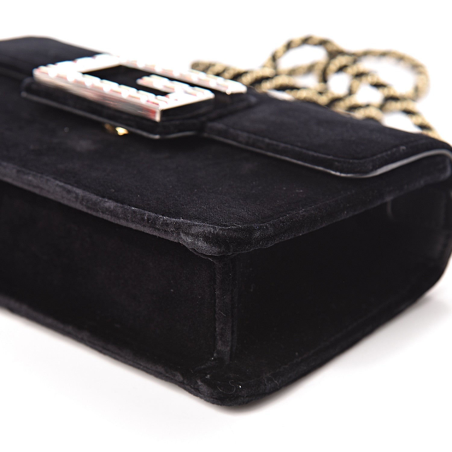 Gucci Velvet Crystal Square G Shoulder Bag Black 9 of 10