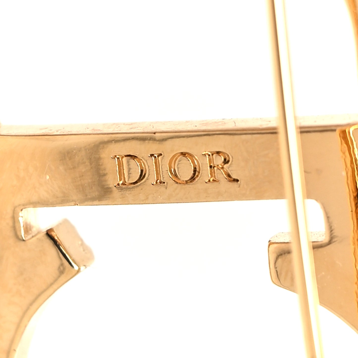 Crystal Pearl CD Logo Brooch Gold