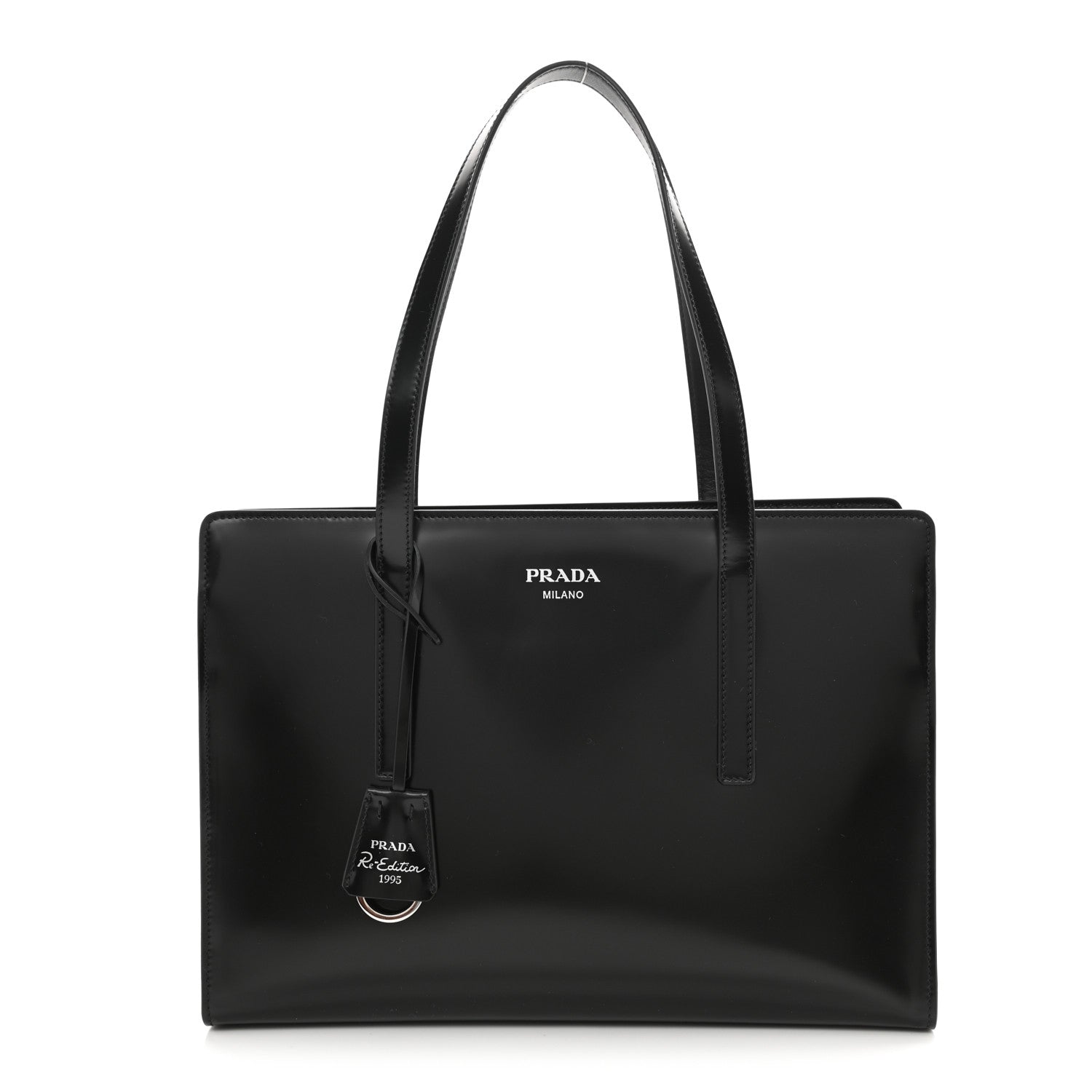 Prada Spazzolato Medium Re-Edition 1995 Double Handle Handbag Black 1 of 10