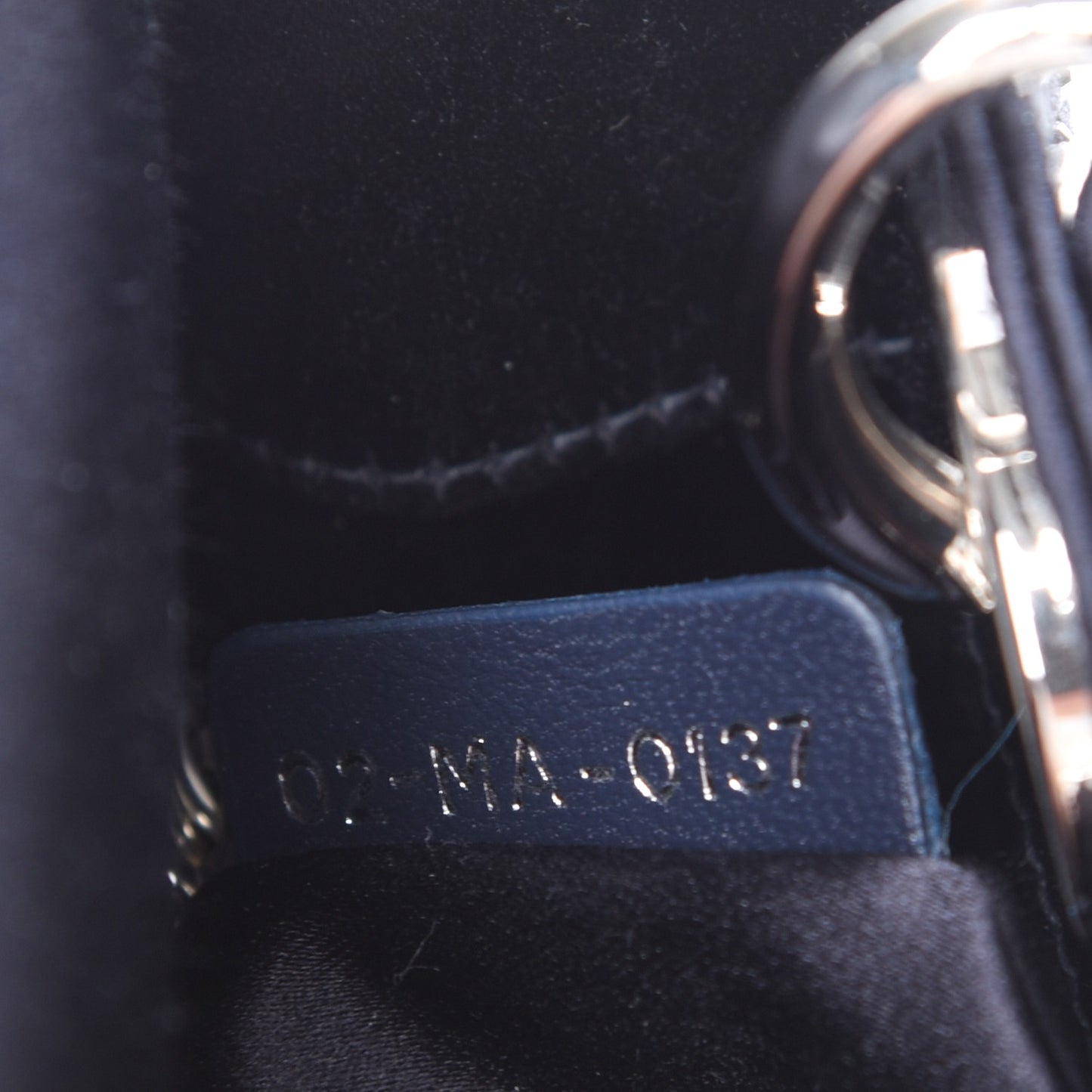 Satin Crystal Cannage Mini Lady Dior Navy