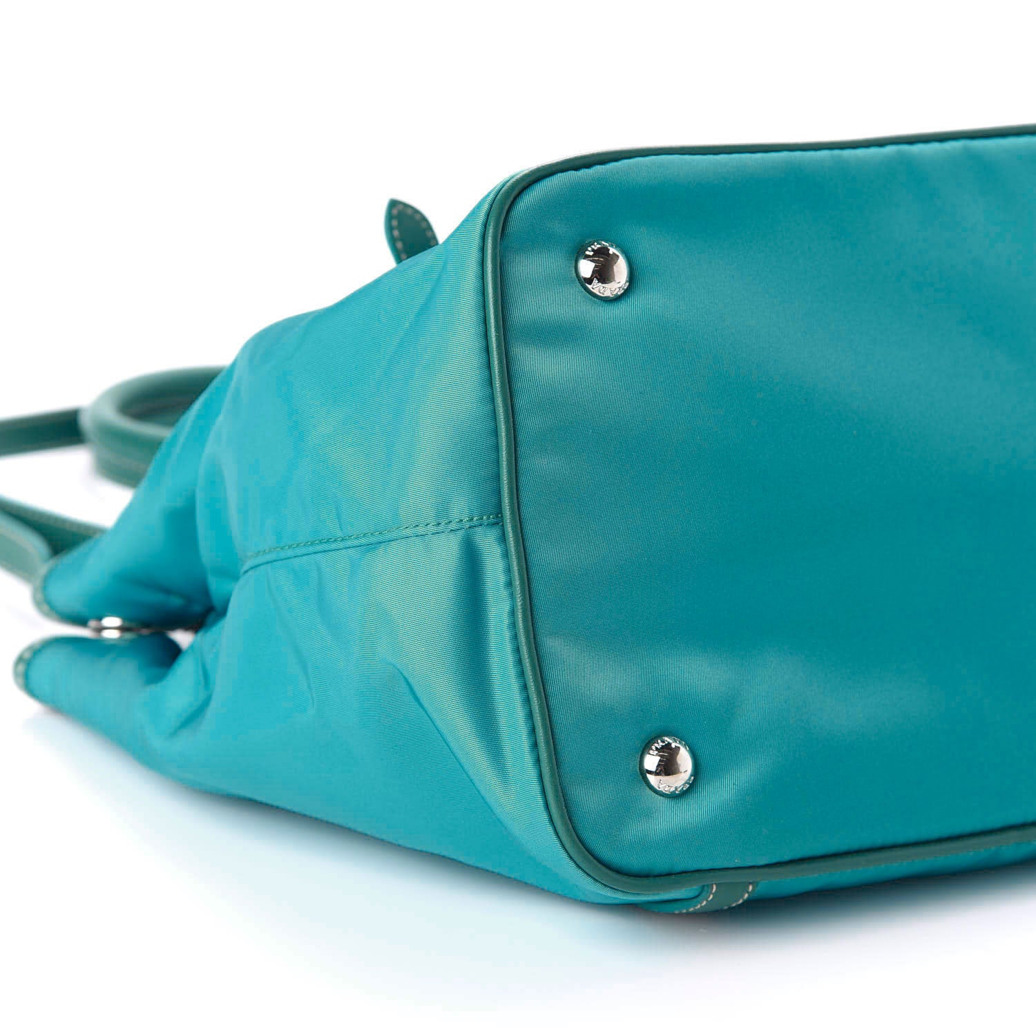 Prada Nylon Tessuto Soft Calf Tote Turchese 6 of 9