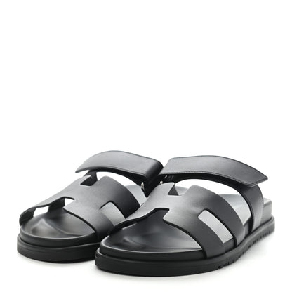 Hermes Calfskin Womens Chypre Sandals 39 Black 3 of 11