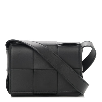 Bottega Veneta Lambskin Maxi Intrecciato Extra Mini Cassette Crossbody Bag Black 1 of 13