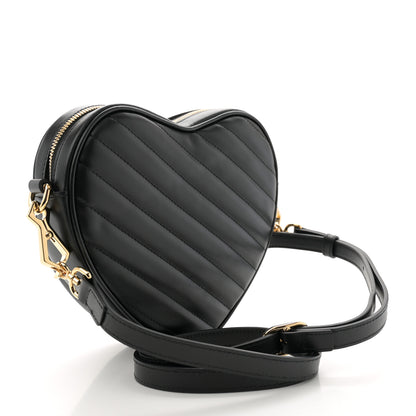 Gucci Calfskin Matelasse Diagonal Mini Interlocking G Heart Shoulder Bag Black 3 of 10
