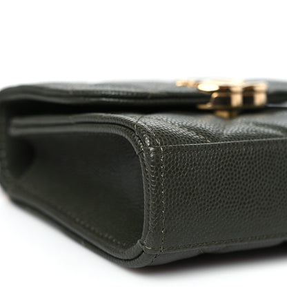 Chanel Caviar Quilted Coco First Clutch With Chain Khaki 10 of 11
