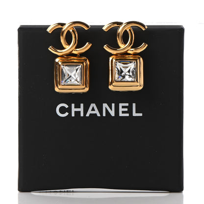 Chanel Large Crystal CC Drop Earrings Gold 5 of 5