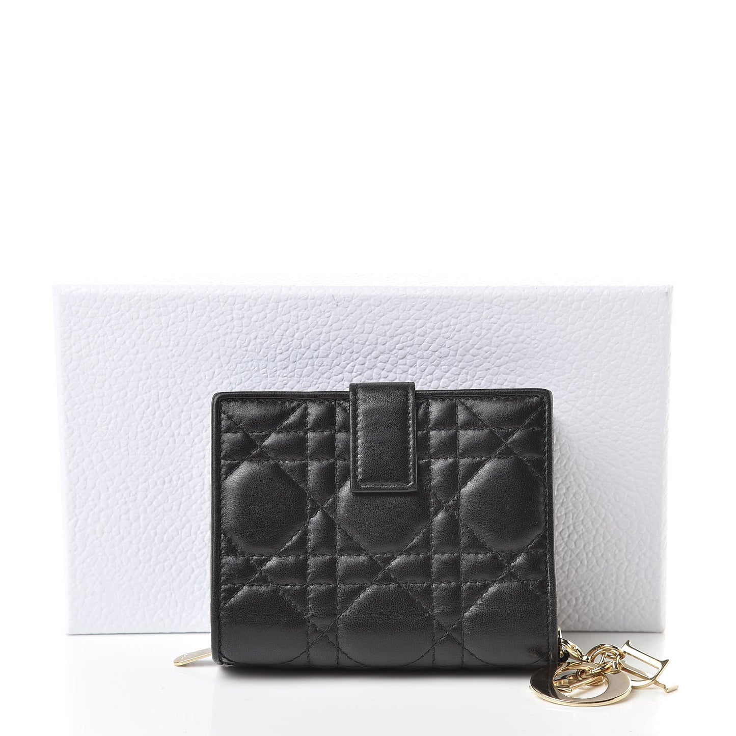Lambskin Cannage Medium Lady Dior Eden Wallet Black
