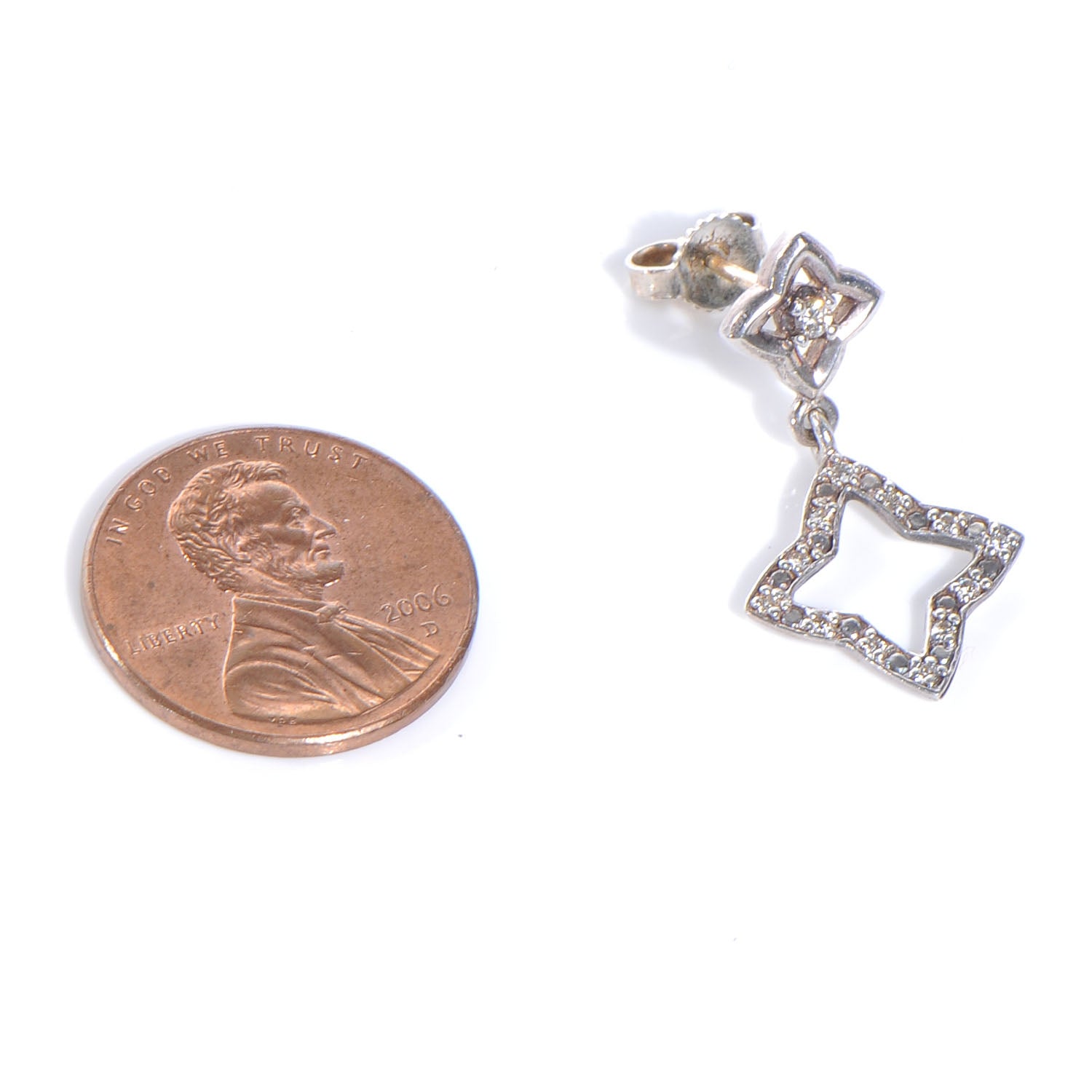 David Yurman Sterling Silver Diamond Quatrefoil Drop Earrings 2 of 5