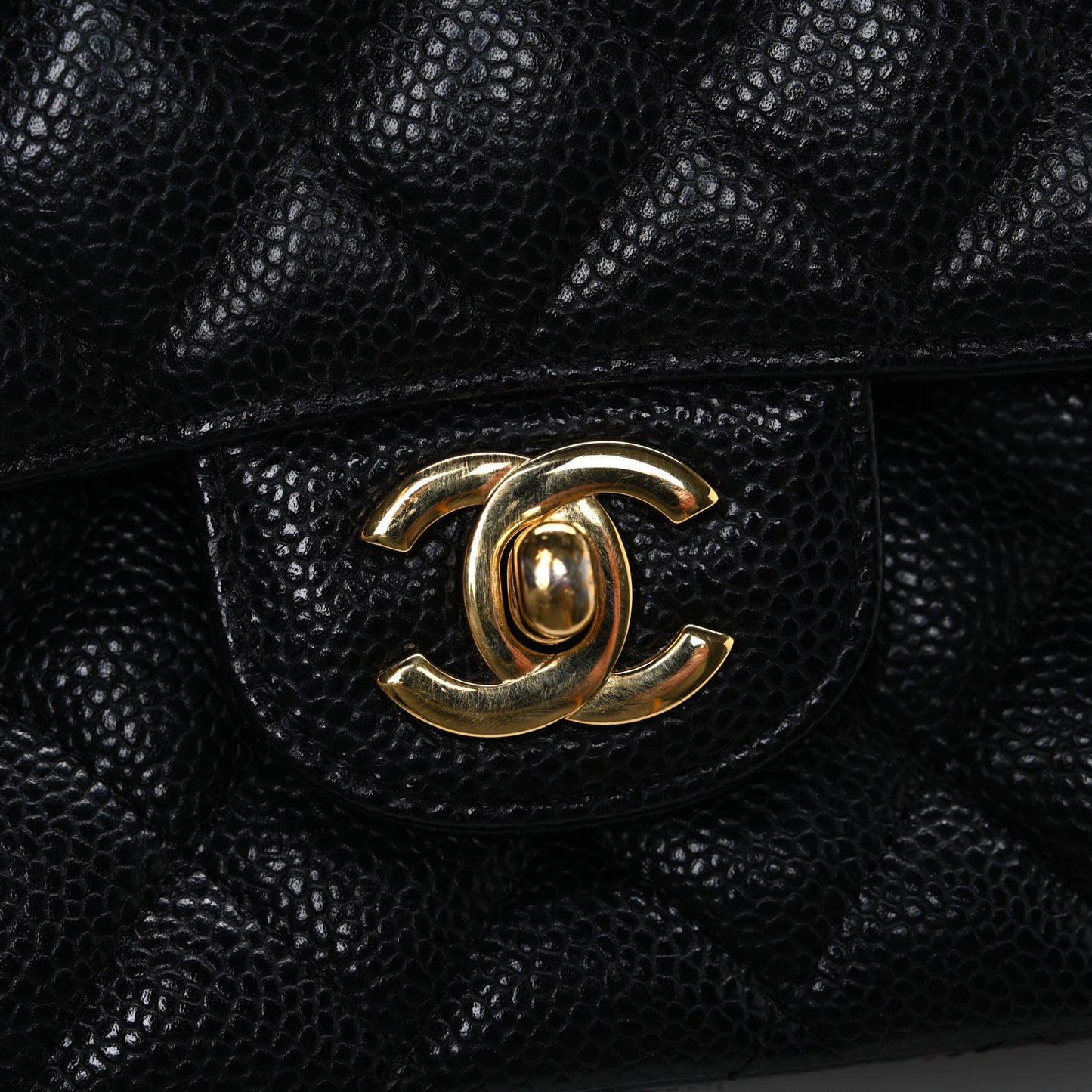 Caviar Quilted Medium Double Flap Black