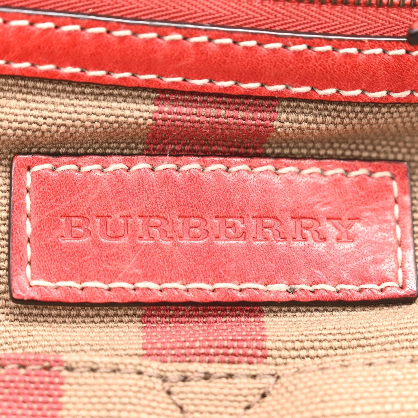 Canvas Mega Check Medium Ashby Bucket Bag Red