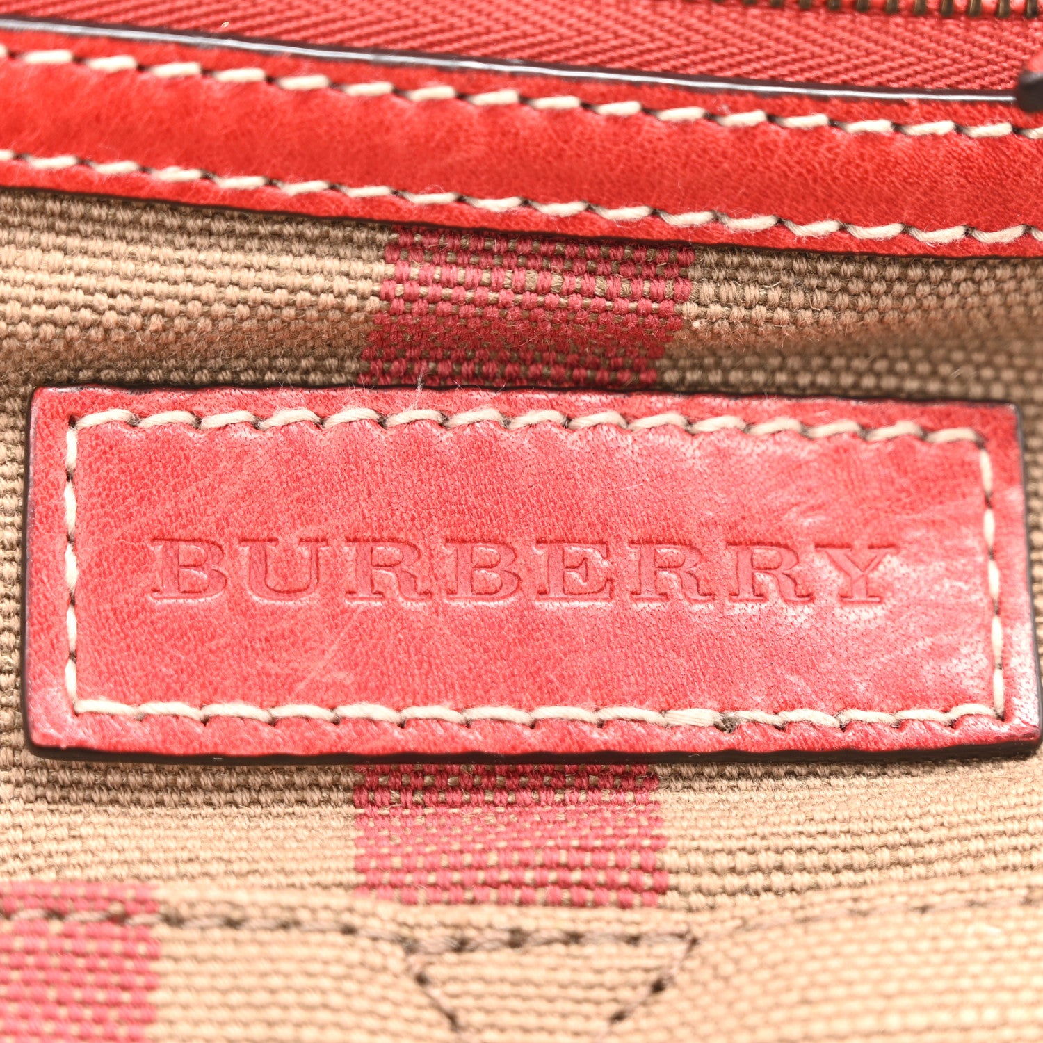 Burberry Canvas Mega Check Medium Ashby Bucket Bag Red 6 of 10