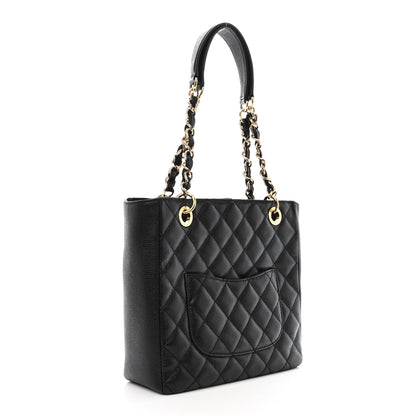 Chanel Caviar Quilted Petit Shopping Tote PST Black 3 of 10