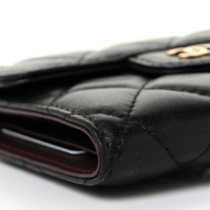 Chanel Lambskin Quilted Compact Flap Wallet Black 7 of 8
