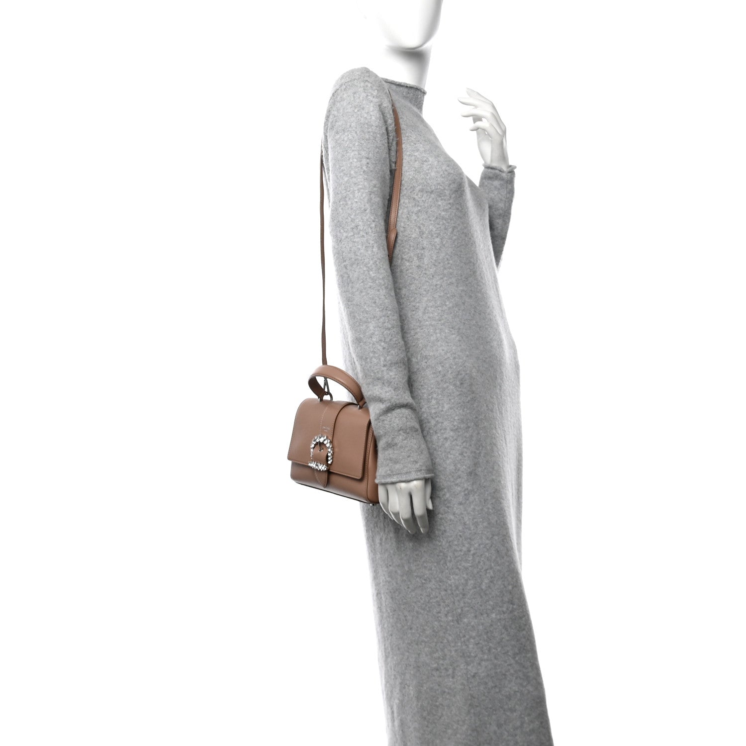 Jimmy Choo Calfskin Crystal Small Cheri Top Handle Bag Powder Pink 2 of 12