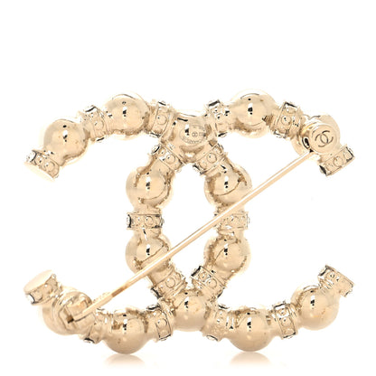 Chanel Pearl Crystal Nefertiti CC Brooch Gold 3 of 4