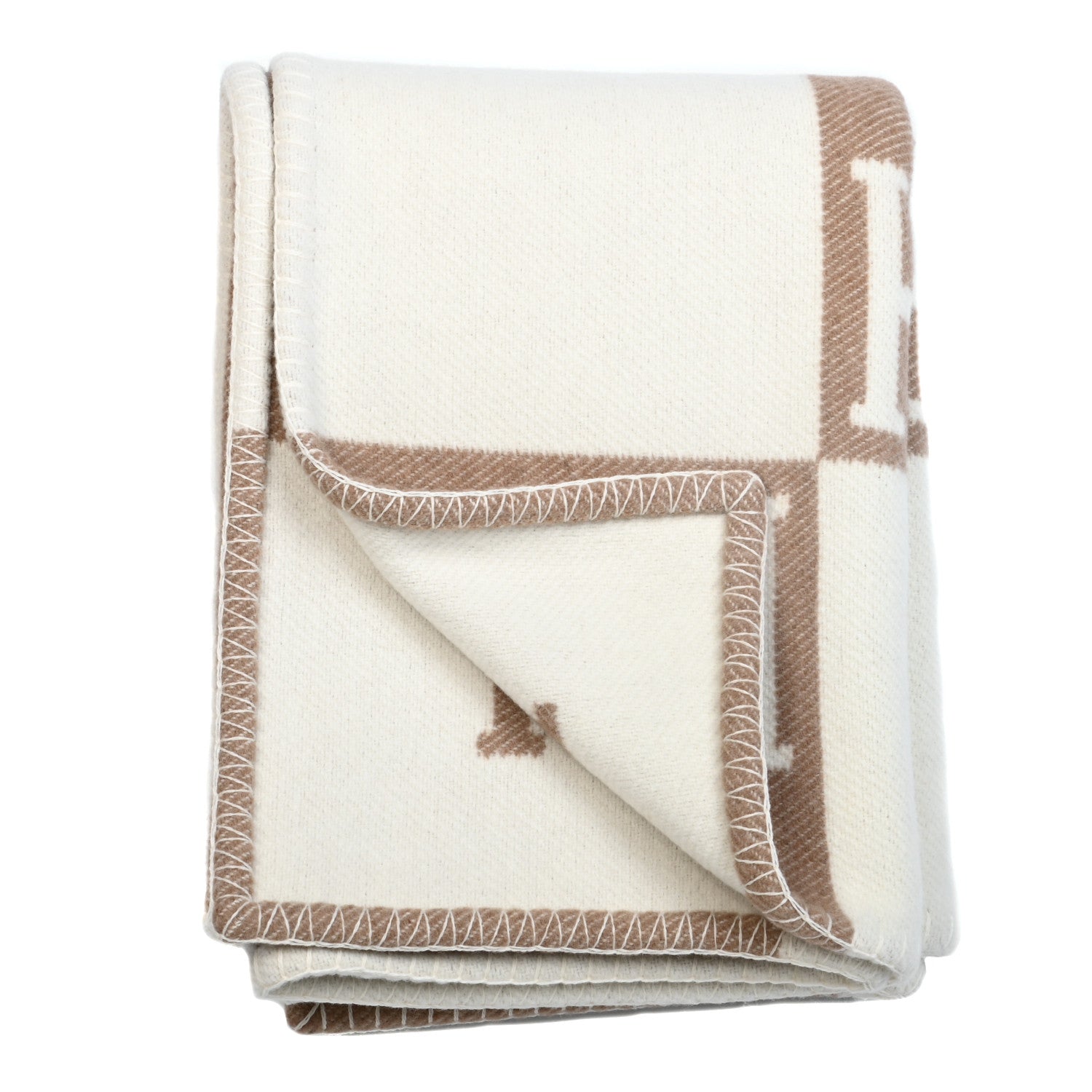 Hermes Wool Cashmere Avalon Baby Blanket Noisette Moyen White 2 of 3