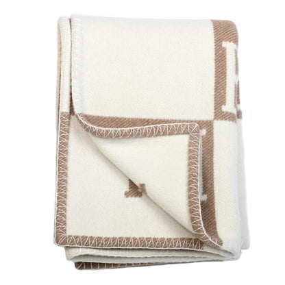 Hermes Wool Cashmere Avalon Baby Blanket Noisette Moyen White 2 of 3