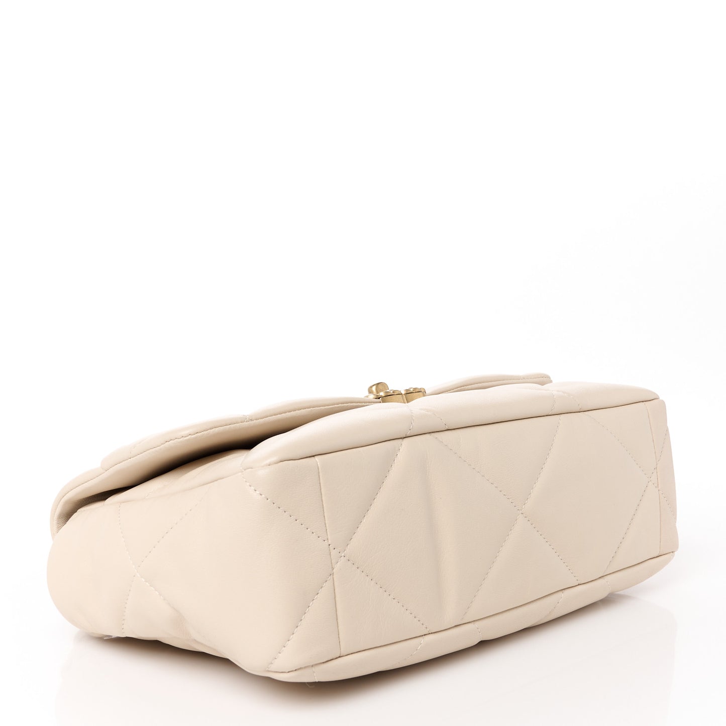 Goatskin Quilted Large Chanel 19 Flap Light Beige