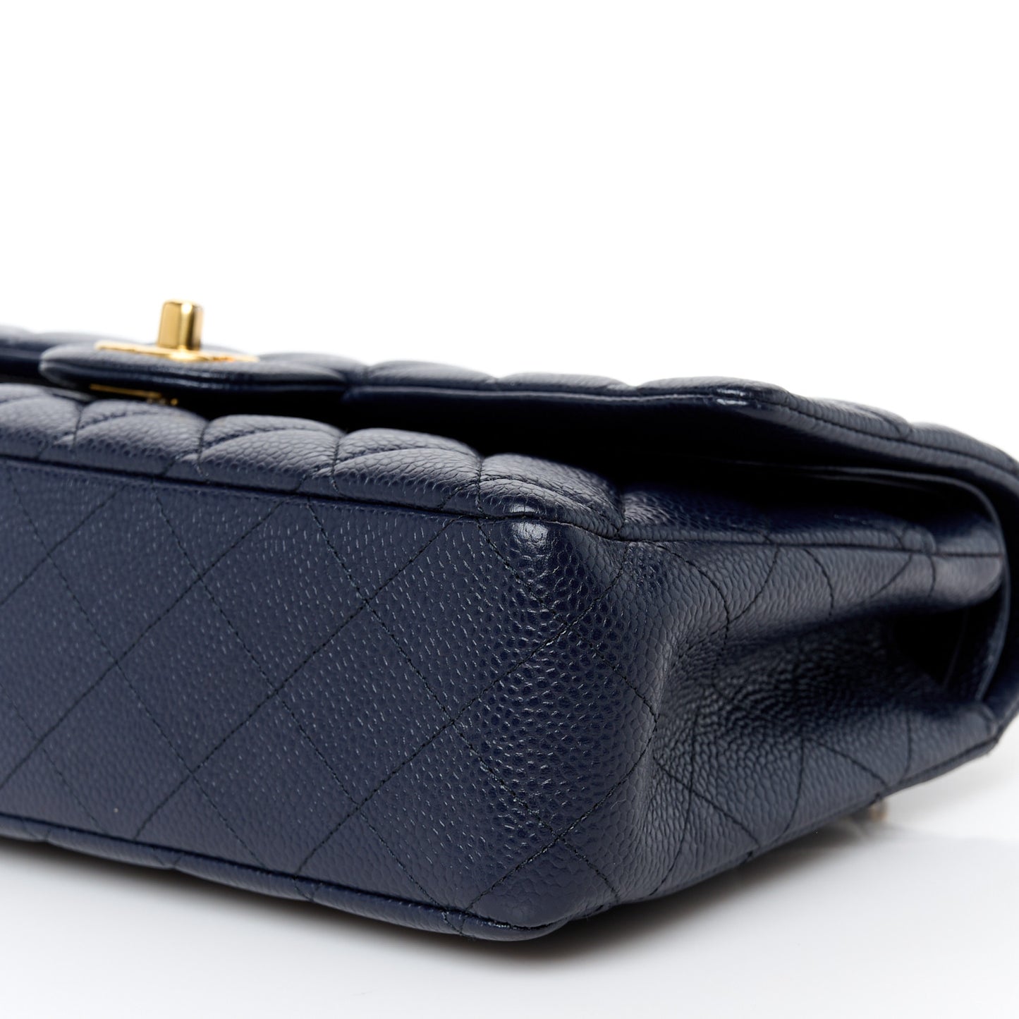 Caviar Quilted Medium Double Flap Navy