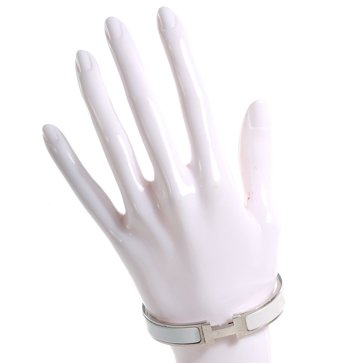 Enamel Narrow Clic Clac H Bracelet PM White