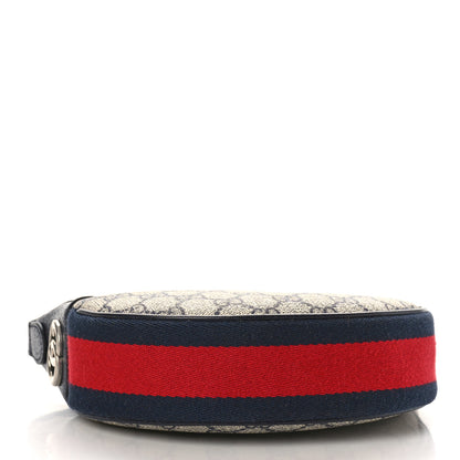 Gucci GG Supreme Monogram Textured Dollar Calfskin Web Mini Ophidia Half Moon Hobo Beige Blue 4 of 8