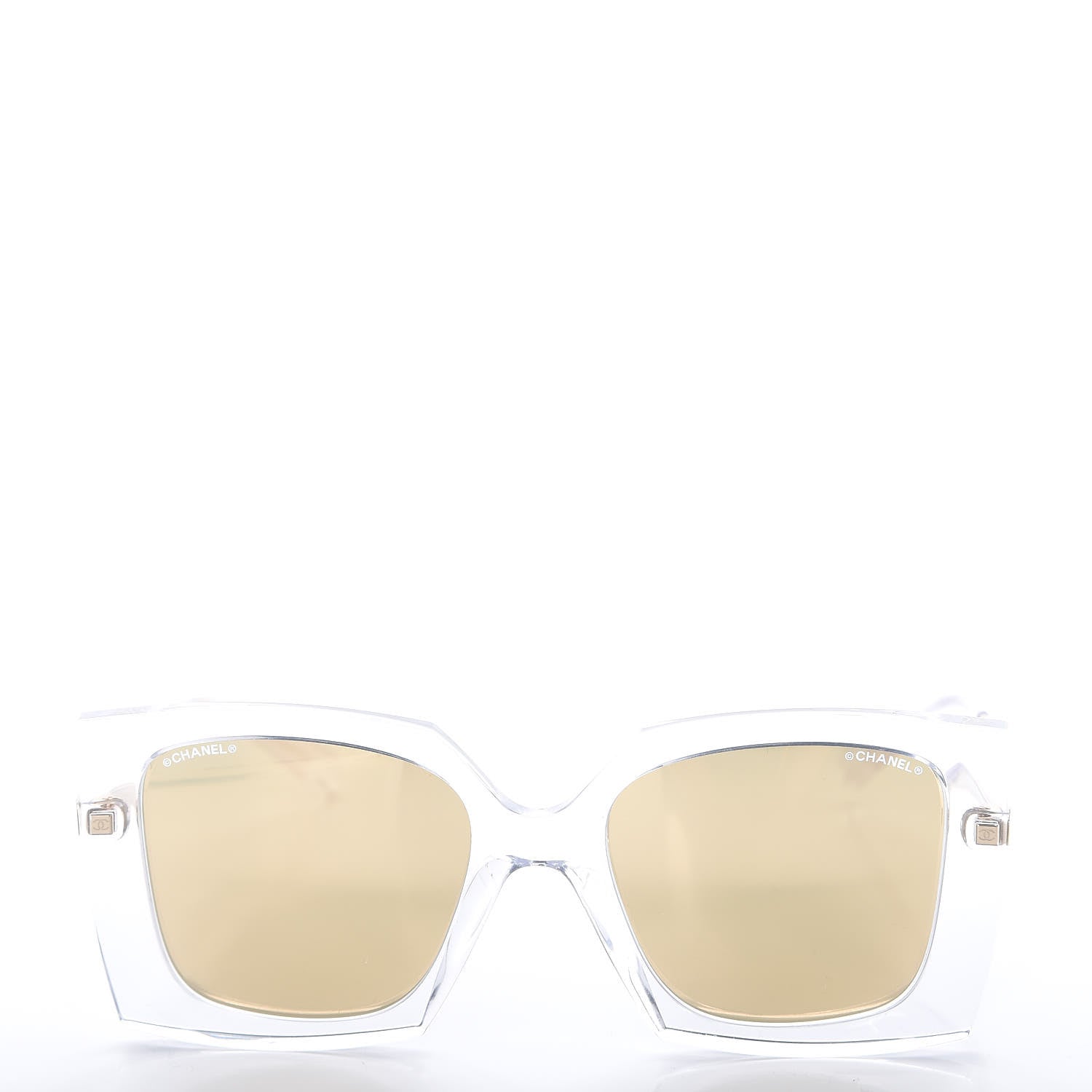 Chanel 24K Gold Mirror Square Sunglasses 6051 Transparent 3 of 7