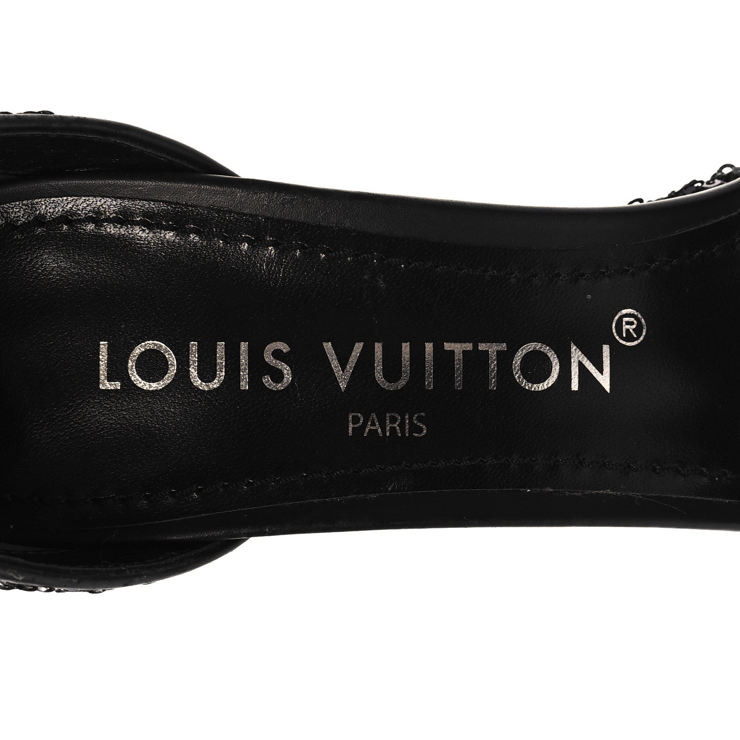 Louis Vuitton Sequin Calfskin Fame Platform Sandal 38 Black 9 of 9