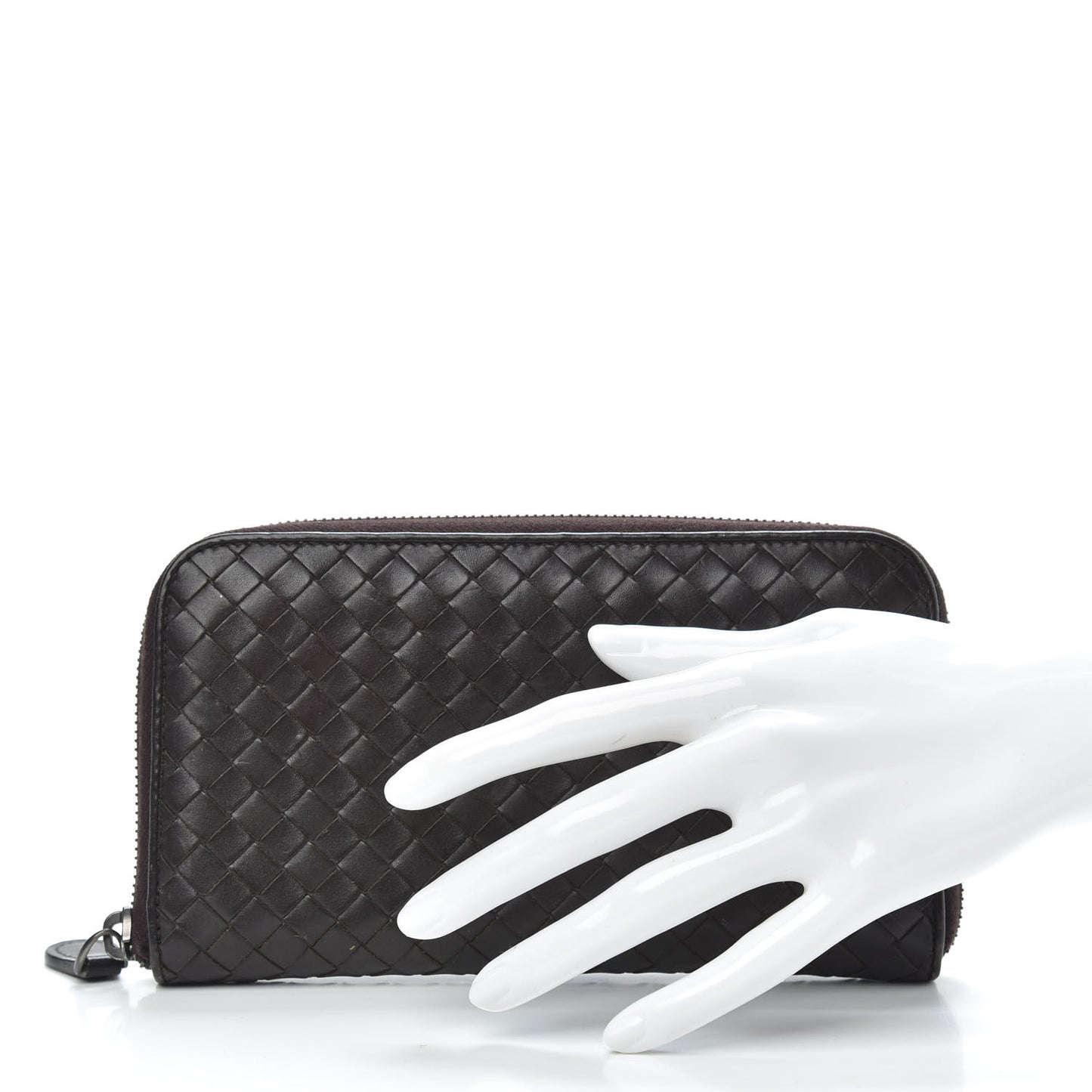 Nappa Intrecciato Zip Around Wallet Ebano