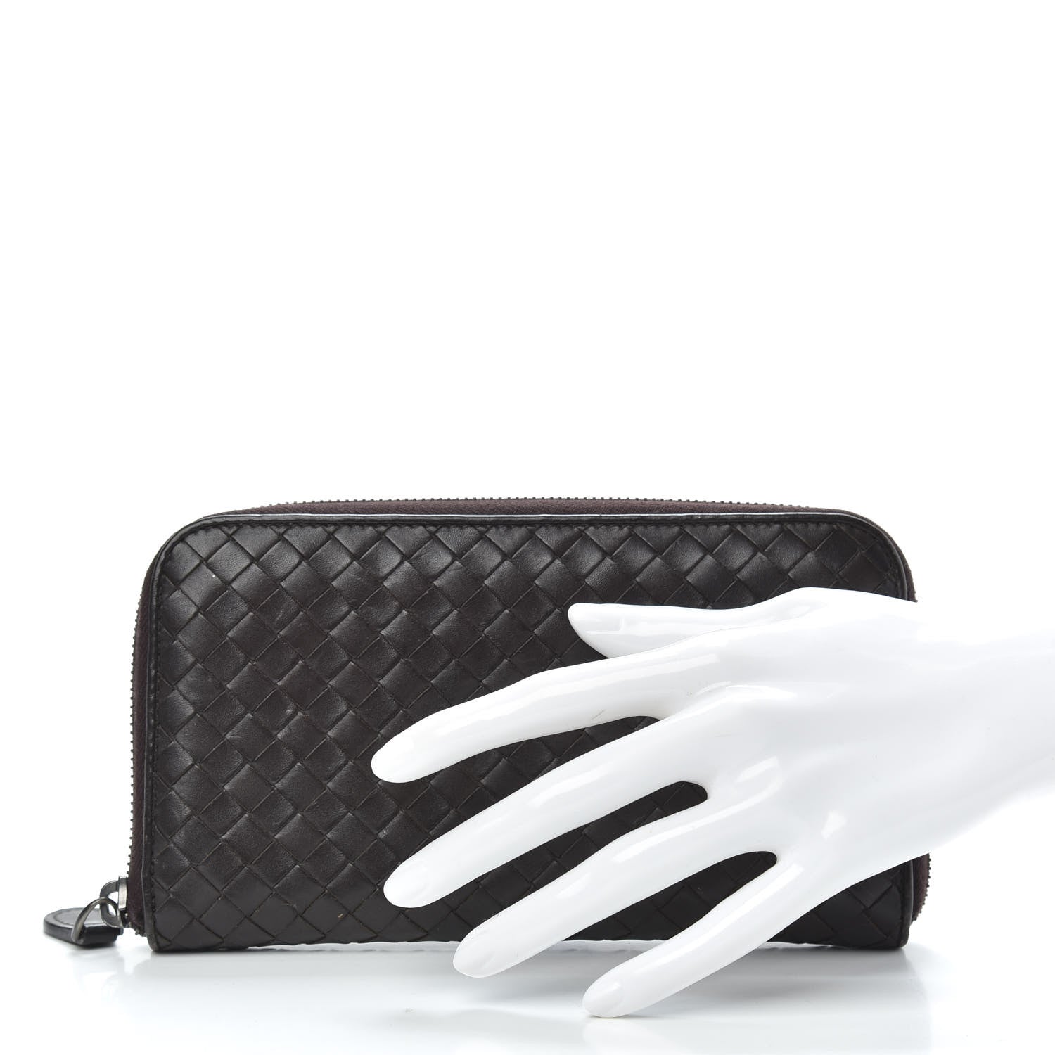 Bottega Veneta Nappa Intrecciato Zip Around Wallet Ebano 2 of 8