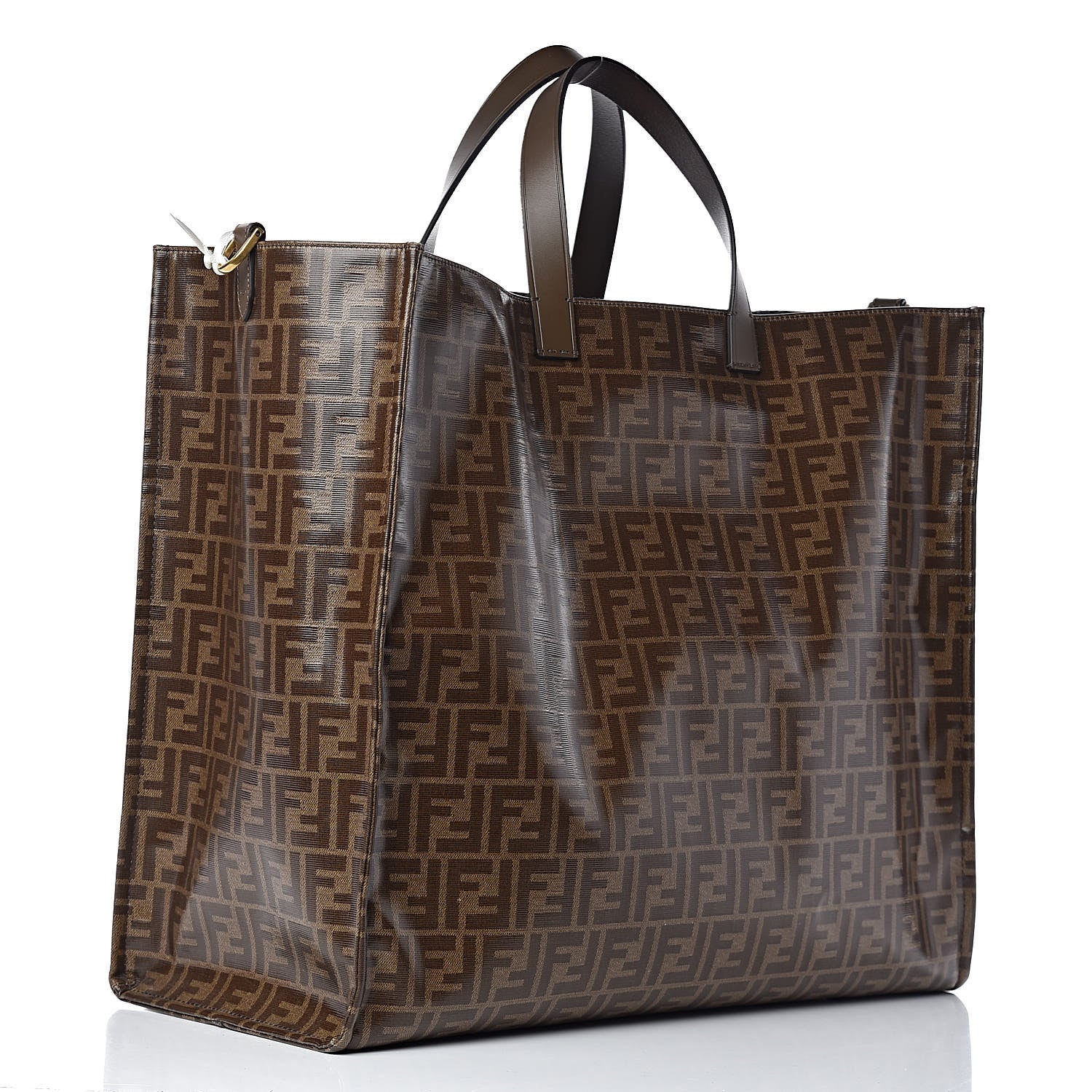 Fendi X FILA Glazed Fabric FF 1974 Mania Large Shopping Tote Bag Mogano Panna White 3 of 10