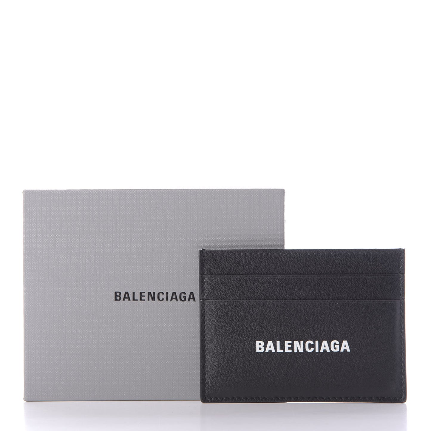 Flat Calfskin Logo Cash Card Holder Black White