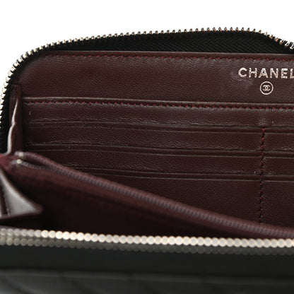 Chanel Lambskin Chevron Quilted Zip Around Wallet Black 9 of 9